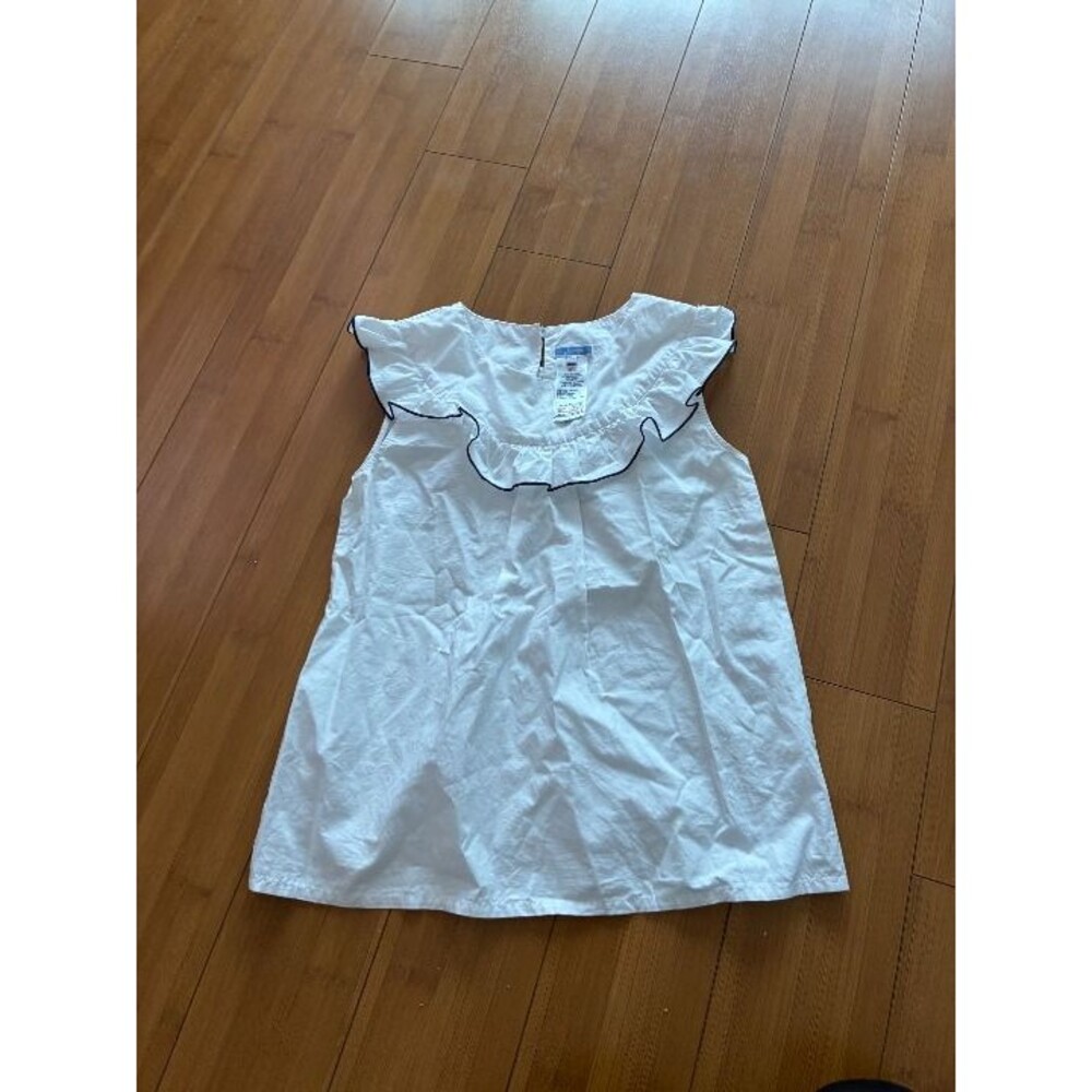 Jacadi Sleeveless White Ruffle Top, Size Girls 12A, White